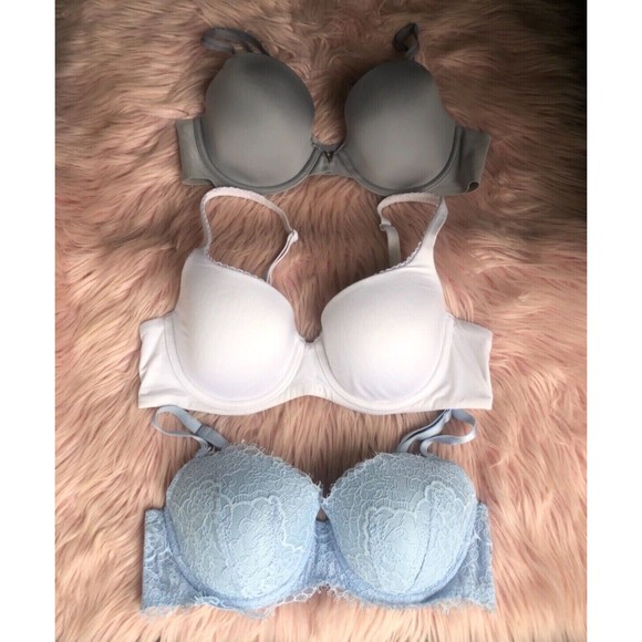 Victoria's Secret Other - Victoria's Secret 36C Bra Bundle Lined Demi Blue White Gray